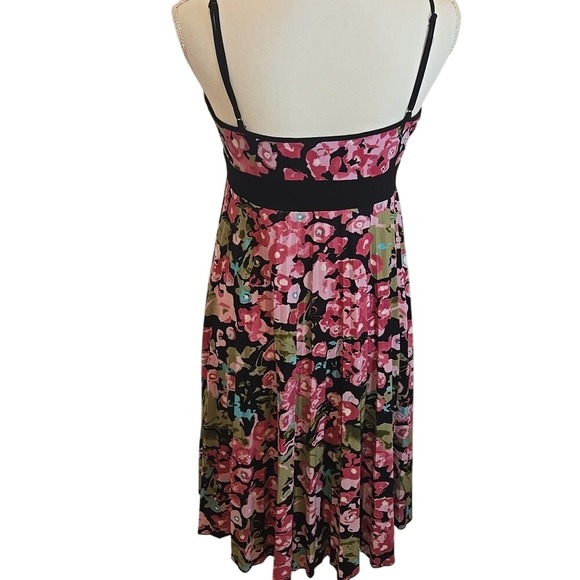 Nicole by Nicole Miller Floral Spaghetti Strap Tank Mini Dress V-Neck Size 4‎ - Picture 3 of 7